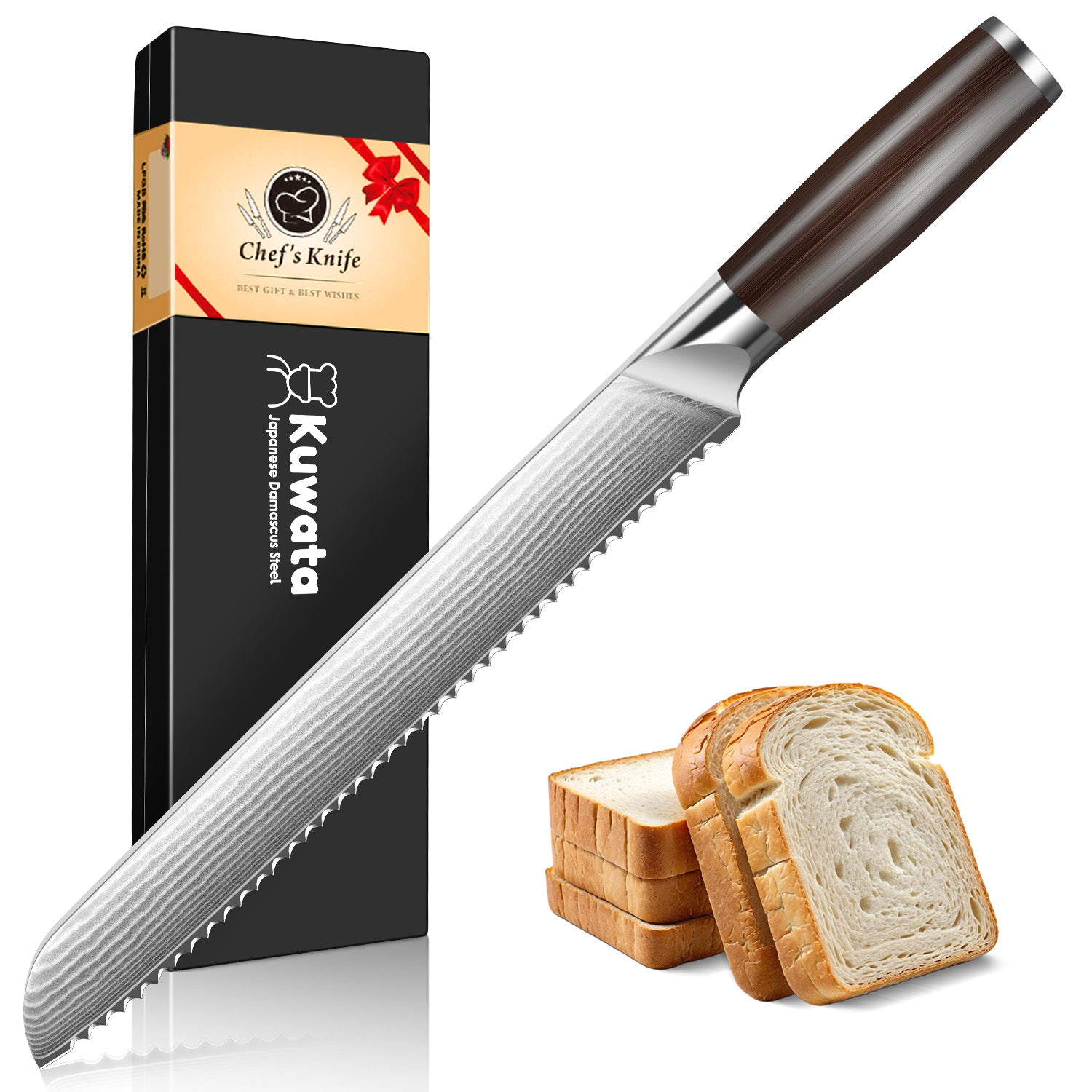 Bread Knife for Homemade Bread, 10 Inch Multifunction Serrated Knife