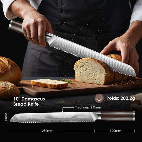 Bread Knife for Homemade Bread, 10 Inch Multifunction Serrated Knife