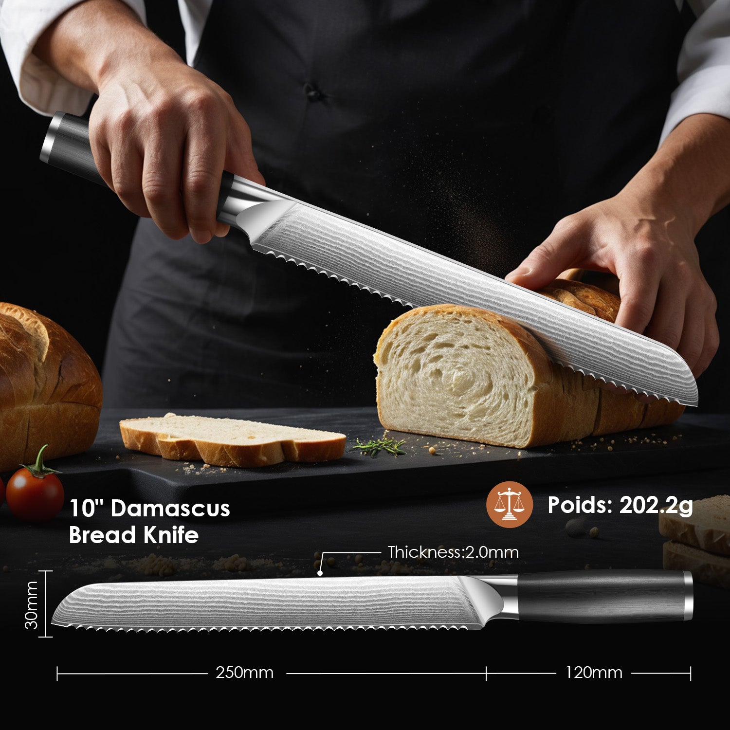 Bread Knife for Homemade Bread, 10 Inch Multifunction Serrated Knife
