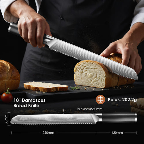 Bread Knife for Homemade Bread, 10 Inch Multifunction Serrated Knife