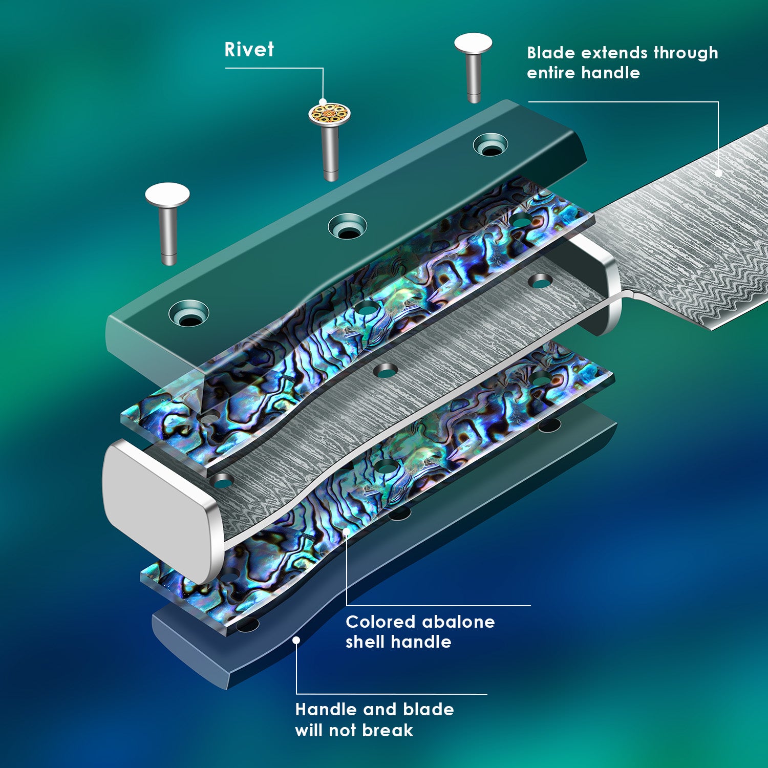 Japanese Knife 10Cr15MOV Blade with Hand Forged Hammer Pattern Chef Knife