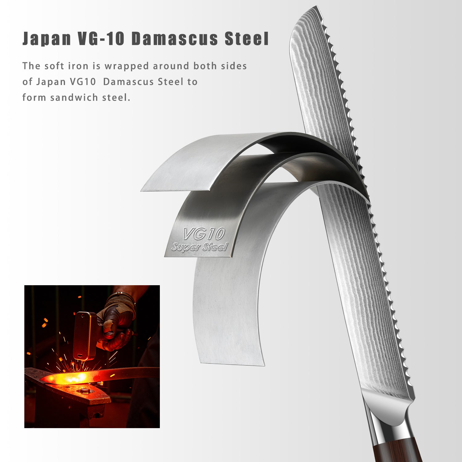 Bread Knife for Homemade Bread, 10 Inch Multifunction Serrated Knife