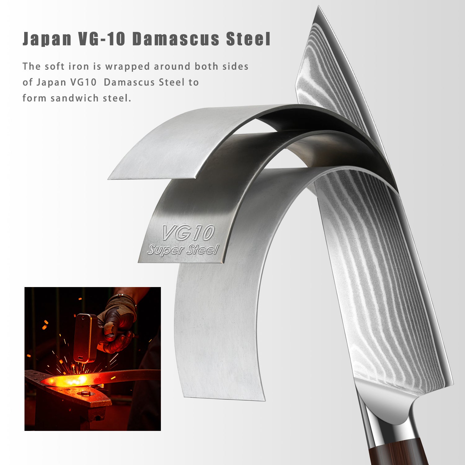 Kuwata Japanese Kiritsuke Chef Knife, Professional Hand Forging 8 inch Kitchen Knife