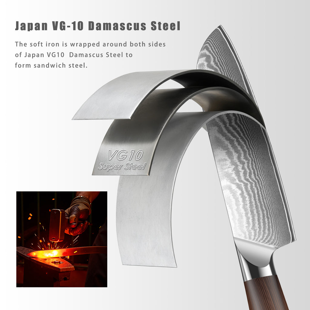 7 Inch Japanese Santoku Knife, Ultra Sharp High Carbon Stainless Steel Kitchen Knife