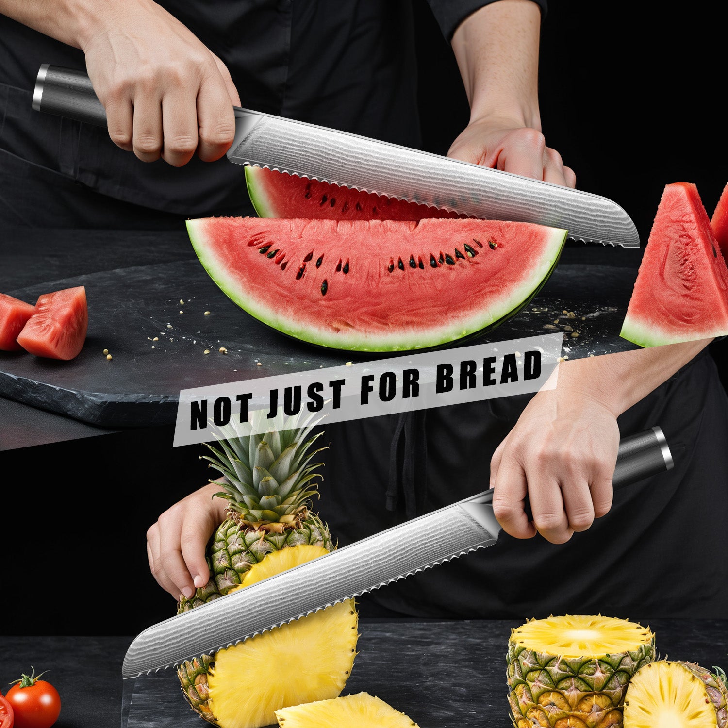 Bread Knife for Homemade Bread, 10 Inch Multifunction Serrated Knife