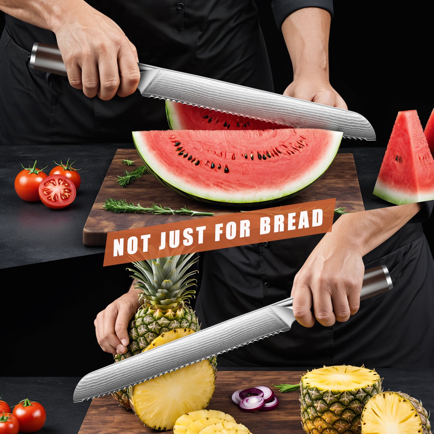 Bread Knife for Homemade Bread, 10 Inch Multifunction Serrated Knife