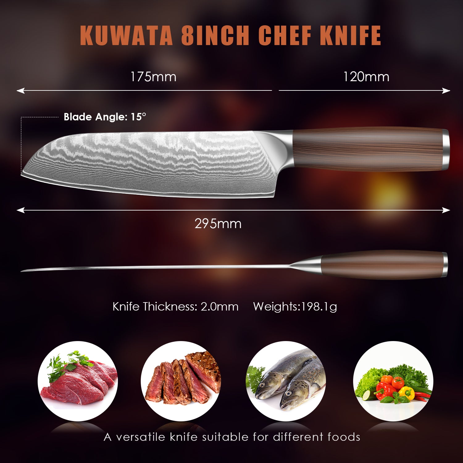 7 Inch Japanese Santoku Knife, Ultra Sharp High Carbon Stainless Steel Kitchen Knife