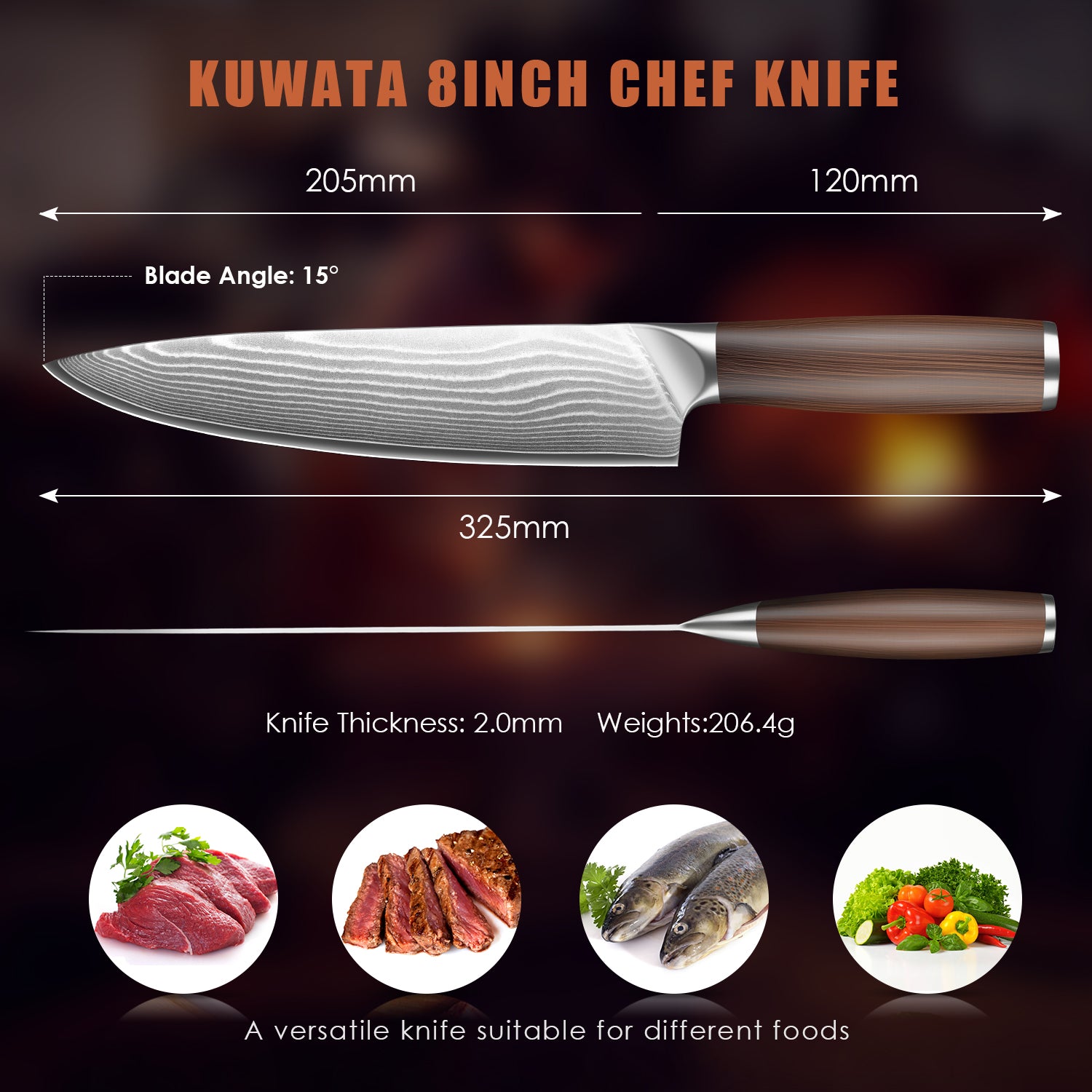 Professional Damascus Japanese VG10 Damascus Steel Super Sharp Kitchen Knife