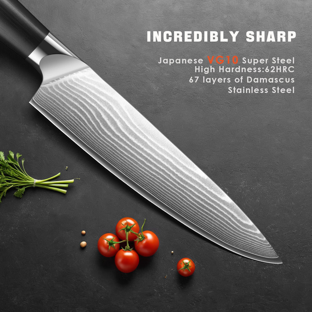 Professional Japanese VG10 Damascus Steel Kitchen Chefs Knife 8 Inch