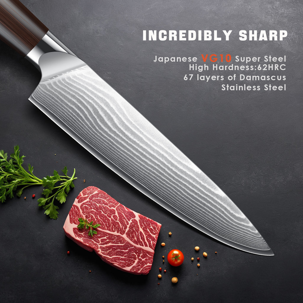 Professional Japanese VG10 Damascus Steel Super Sharp 8 Inch Kitchen Knife