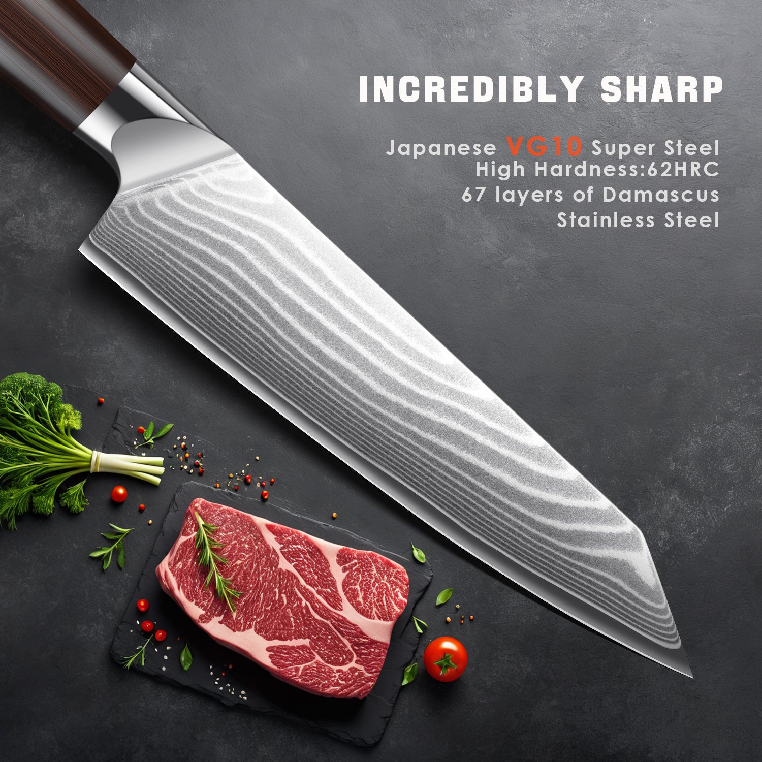 Kuwata Japanese Kiritsuke Chef Knife, Professional Hand Forging 8 inch Kitchen Knife