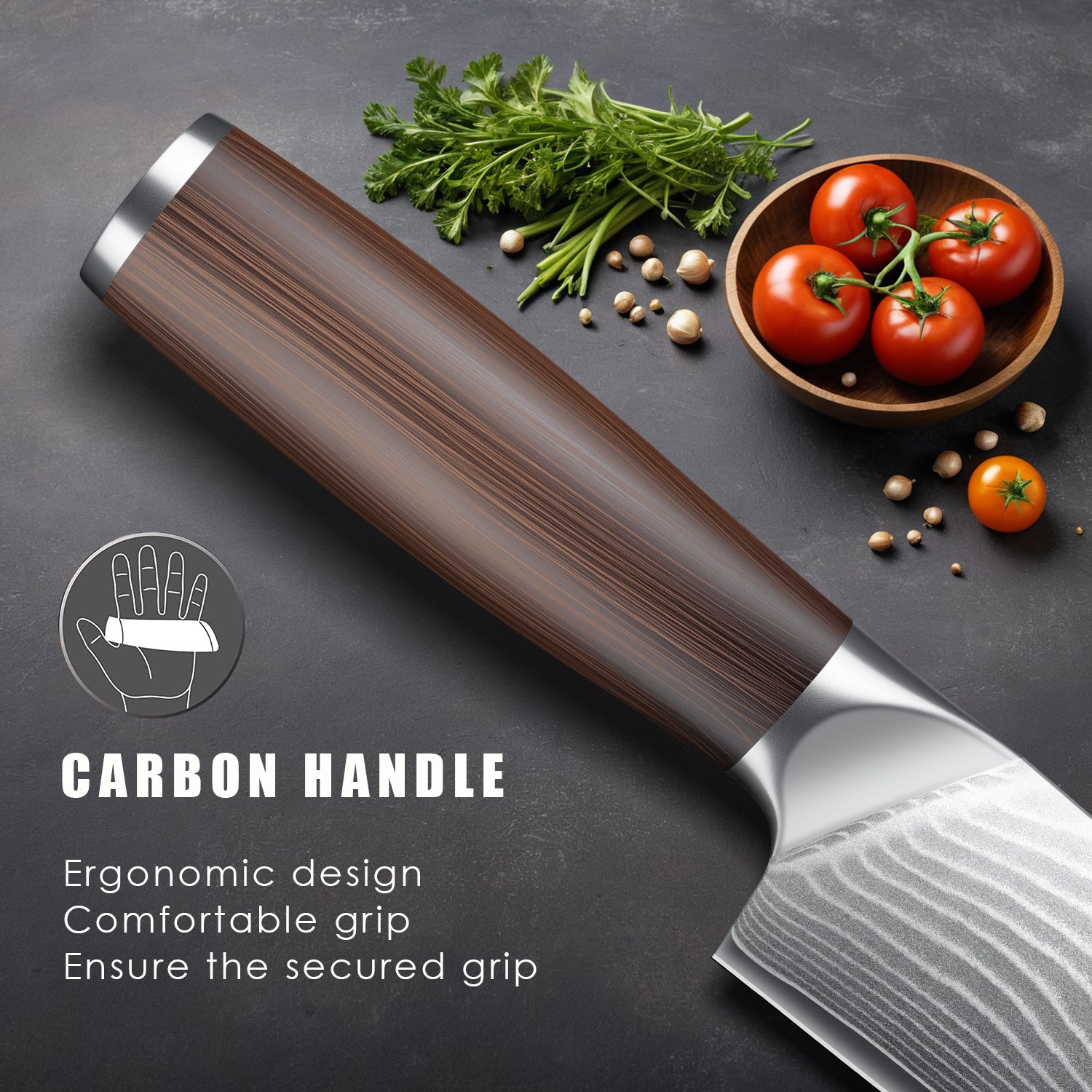 7 Inch Japanese Santoku Knife, Ultra Sharp High Carbon Stainless Steel Kitchen Knife